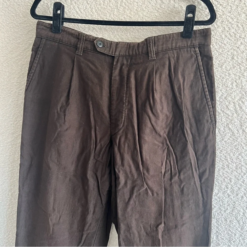 Hugo Boss‎ Men’s Corduroy Cotton Brown Trousers Mitchel Pleated Pants Size 34R
